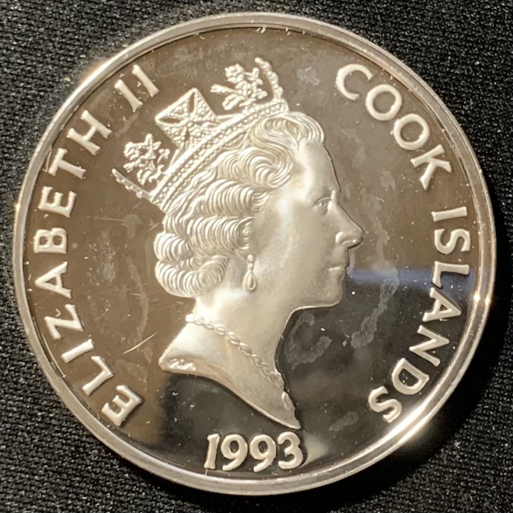 紫瑗钱币—微拍第136期  库克群岛 1993年 发现美洲500周年 约翰·霍金斯 50元 31.35克 0.925银 精制 