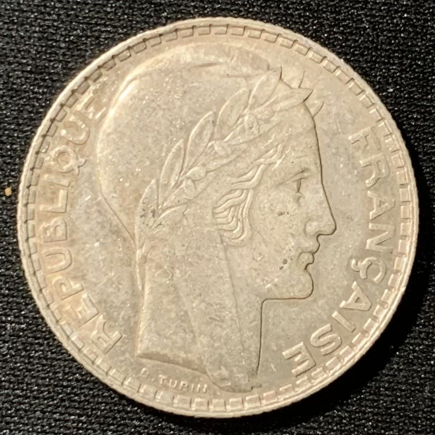 紫瑗钱币—微拍第130期  法国 1929年 自由女神 10法郎 银币 10克 0.68 银