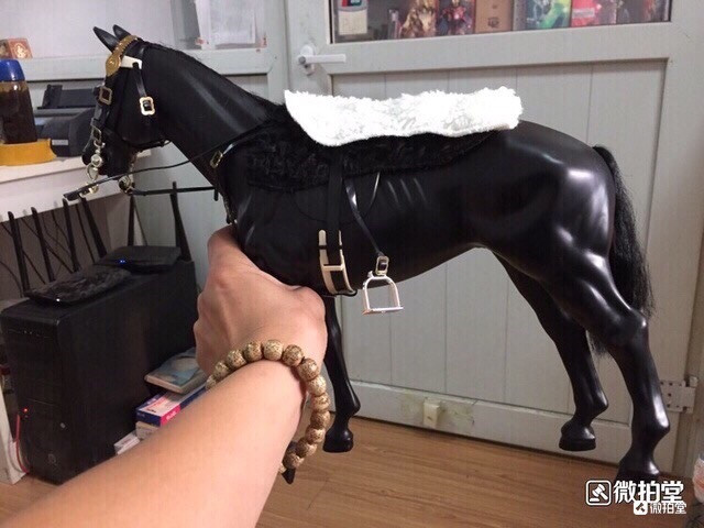 零元拍 DID 1/6 黑色战马模型，配黑白两付马鞍，不可动关节