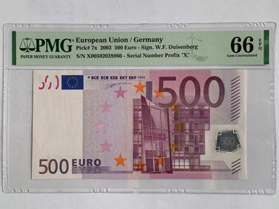 【Blue Auction】世界纸币精拍第61期——初版马萨里克（共53拍） - 【首签 无47】欧盟 2002年500欧元 PMG66EPQ 德国版