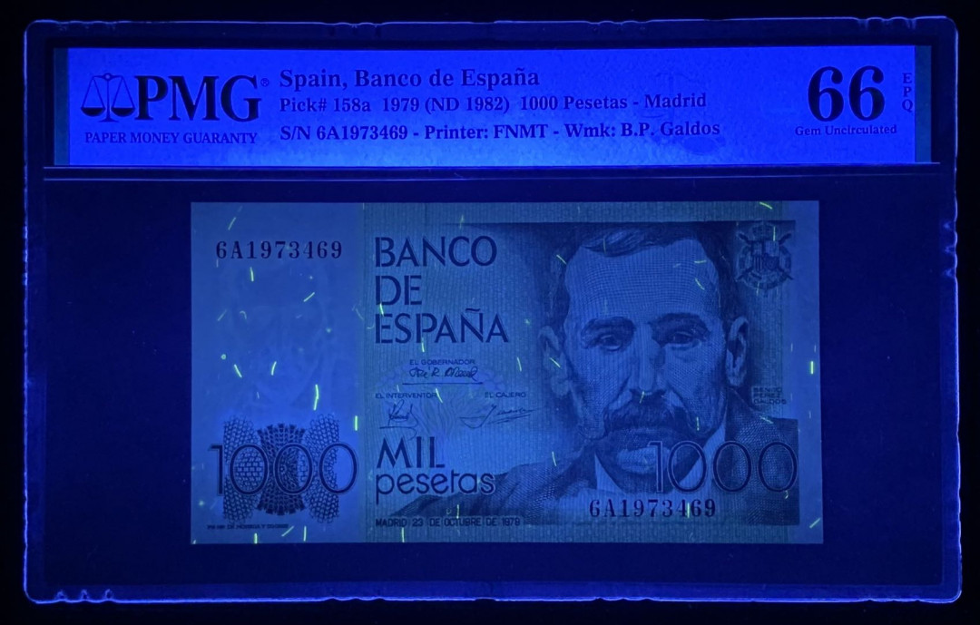 紫瑗钱币—微拍第131期—纸币场 西班牙 1979（1982）年 1000比塞塔 PMG 66 EPQ （P-158a）