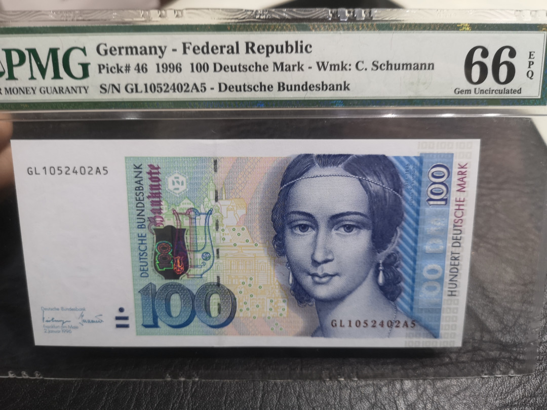 《外钞收藏家》第一百零一期拍卖 1996年德国末版100马克 克拉拉 PMG66