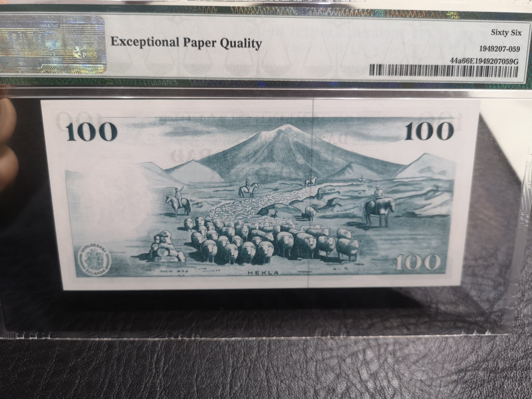 《外钞收藏家》第一百零一期拍卖 1961年冰岛100克朗  PMG66  BWC作品