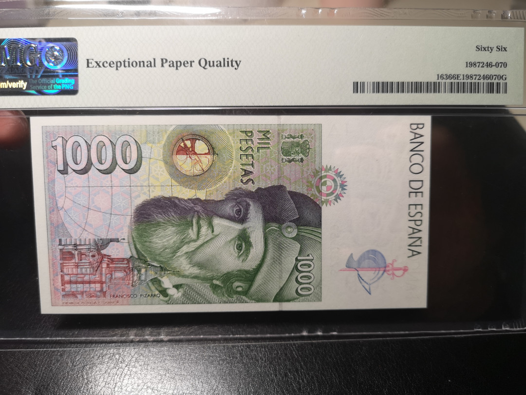 《外钞收藏家》第一百零一期拍卖 1992年西班牙1000比塞塔 PMG66