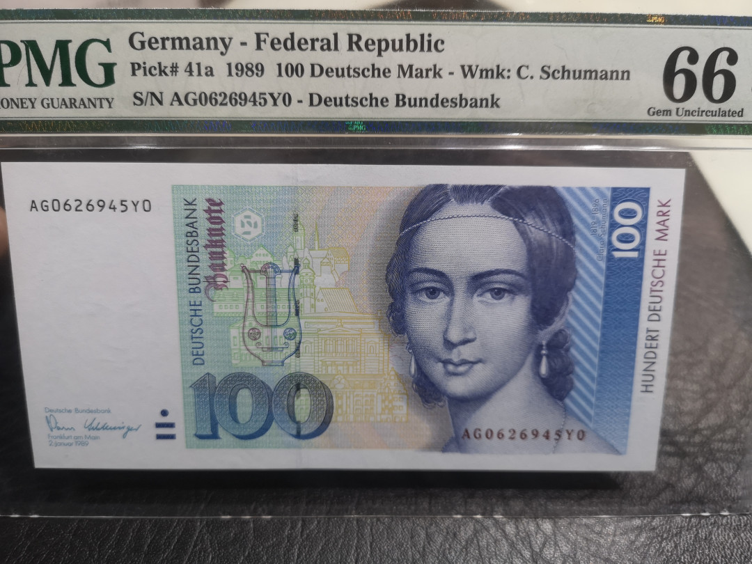 《外钞收藏家》第一百零一期拍卖 1989年德国末版100马克 克拉拉 PMG66