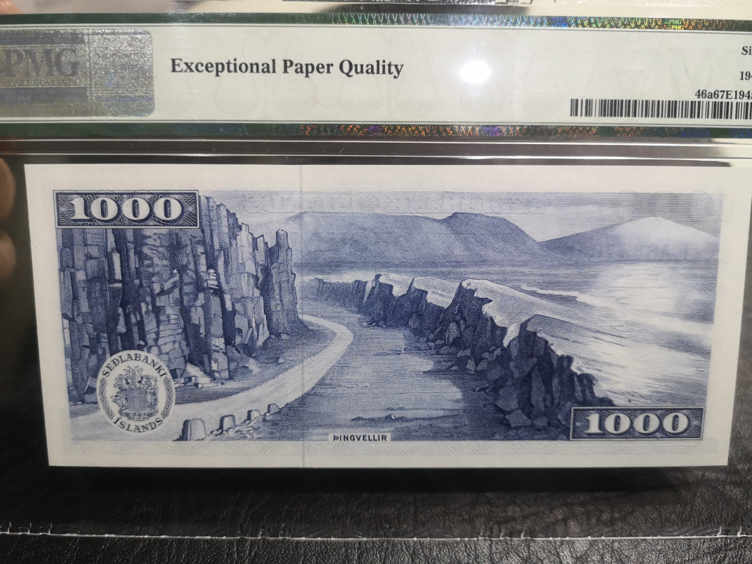 《外钞收藏家》第一百零一期拍卖 1961年冰岛1000克朗  PMG67  BWC作品