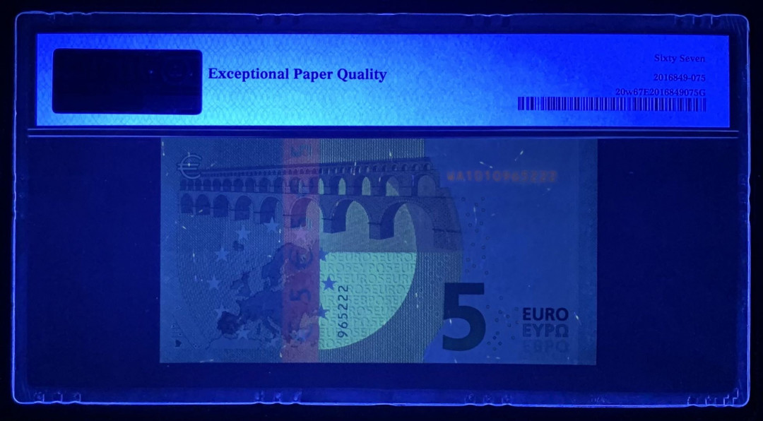 紫瑗钱币—微拍第131期—纸币场 德国 2013年 5欧元 PMG 67 EPQ （P-20W）尾号222