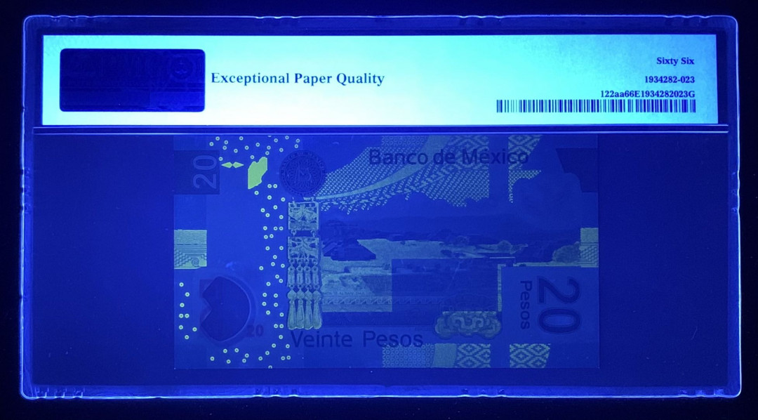 紫瑗钱币—微拍第131期—纸币场 墨西哥 2016年  20比索 PMG 66 EPQ （P-122aa）