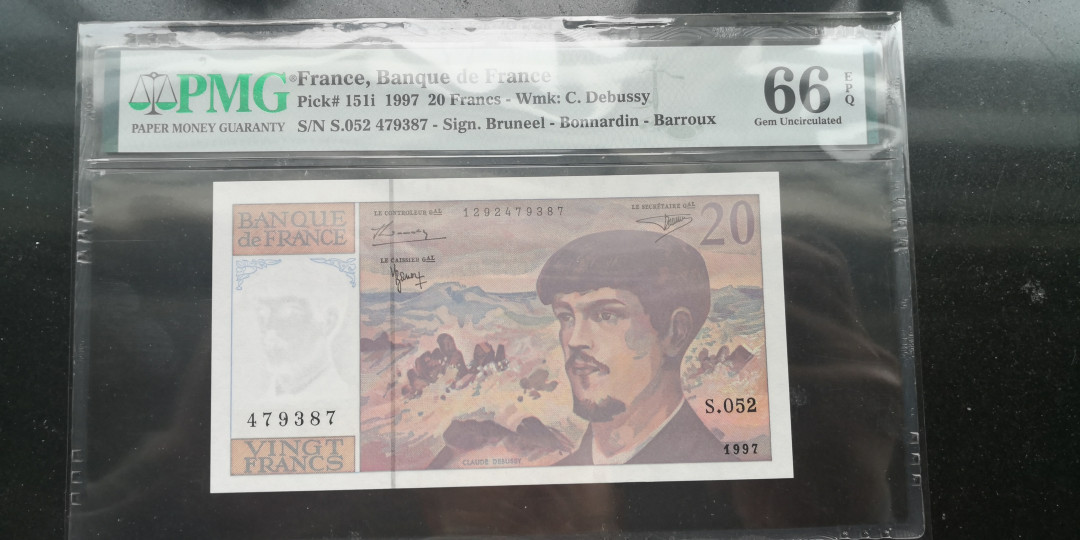 《张总收藏》第15期——法属 1997年法国20法郎PMG66
