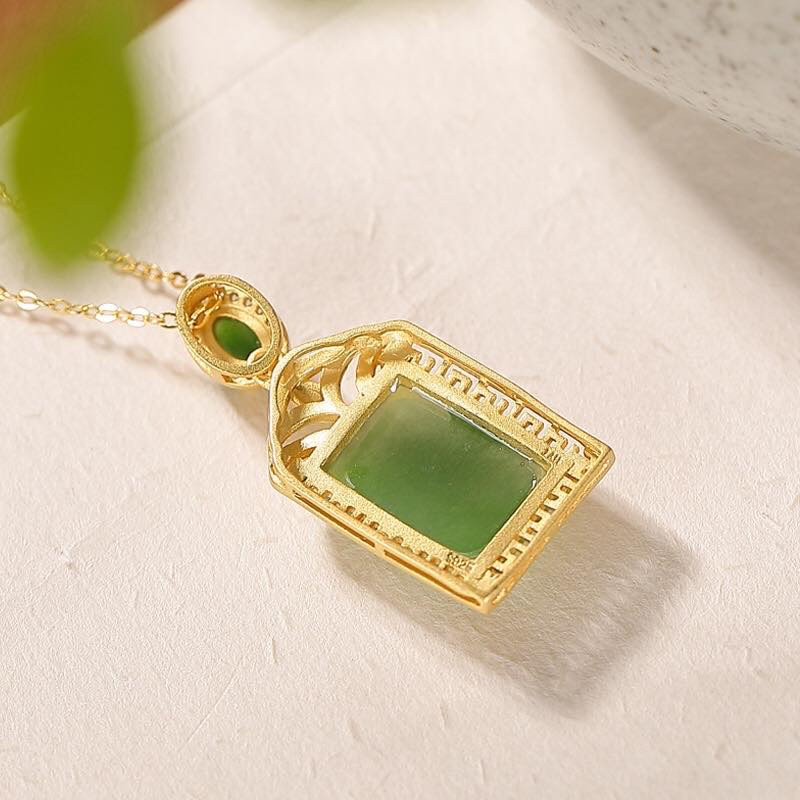 银慧珠宝 《新品》-纯银镀金碧玉单吊坠