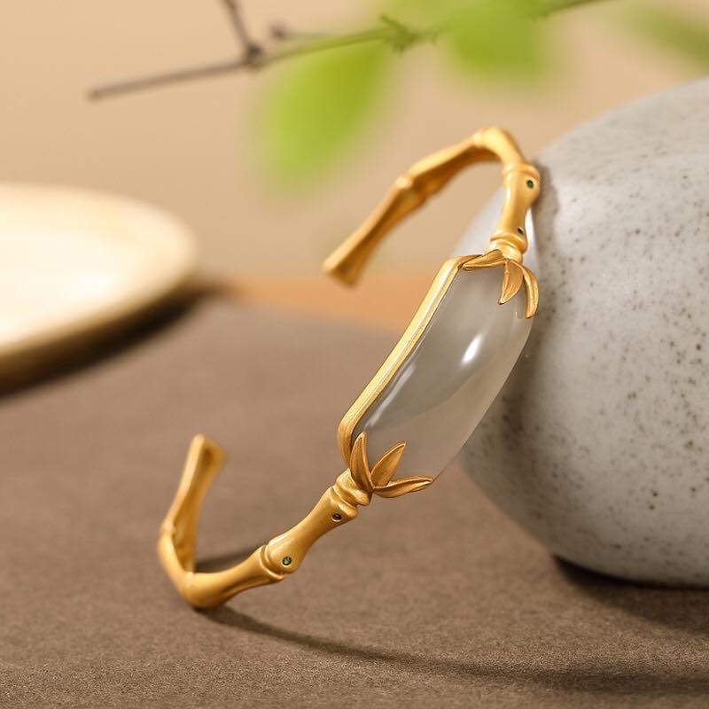 银慧珠宝 《新品》-纯银镀金烟紫玉手镯
