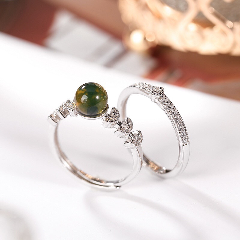 银慧珠宝 《新品》-纯银蓝珀组合戒指
