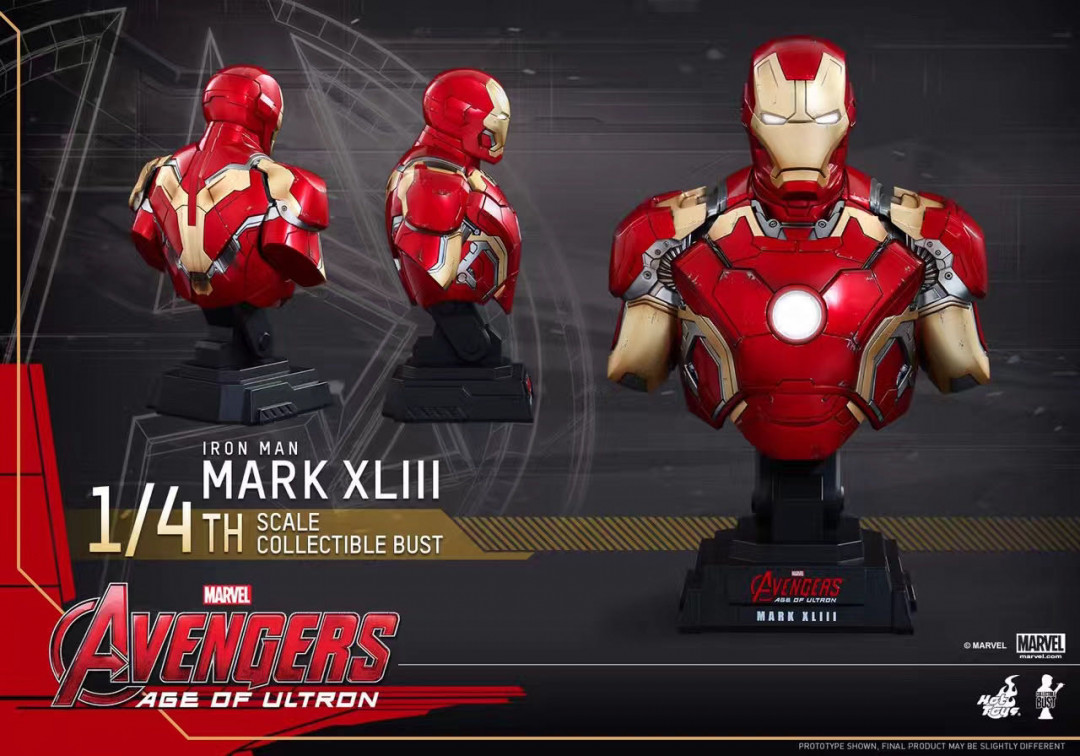 零元拍：Hot Toys 1/4 HTB28 复联2 钢铁侠MK43 半身像 全新未拆。