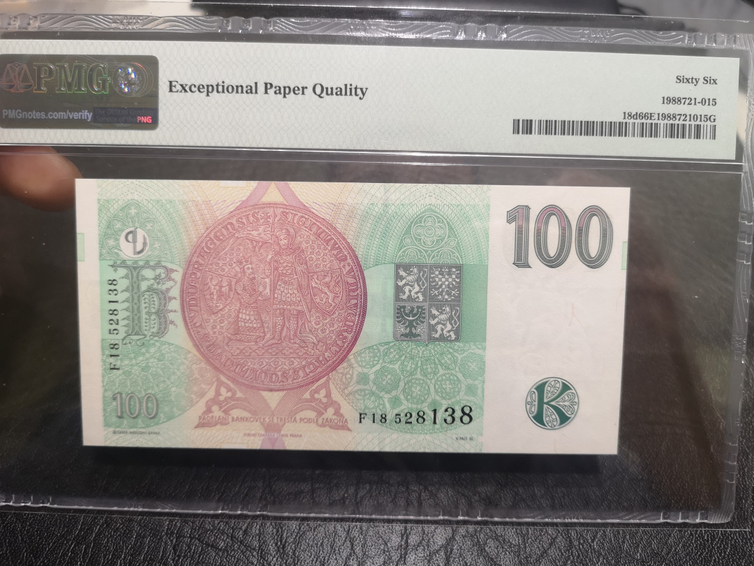 《外钞收藏家》第一百零二期拍卖 1997年捷克100克朗 PMG66