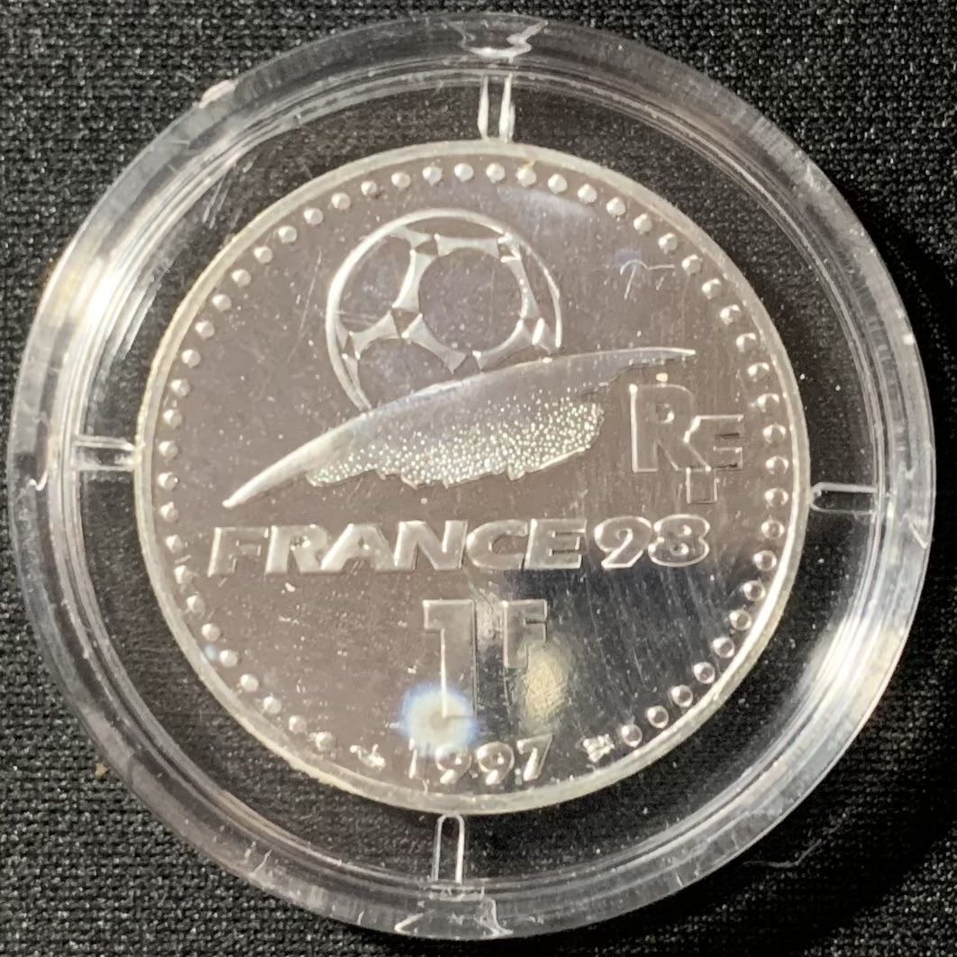 紫瑗钱币—微拍第136期  法国 1997年 世界杯 1法郎 12克 0.9银 UNC 原盒