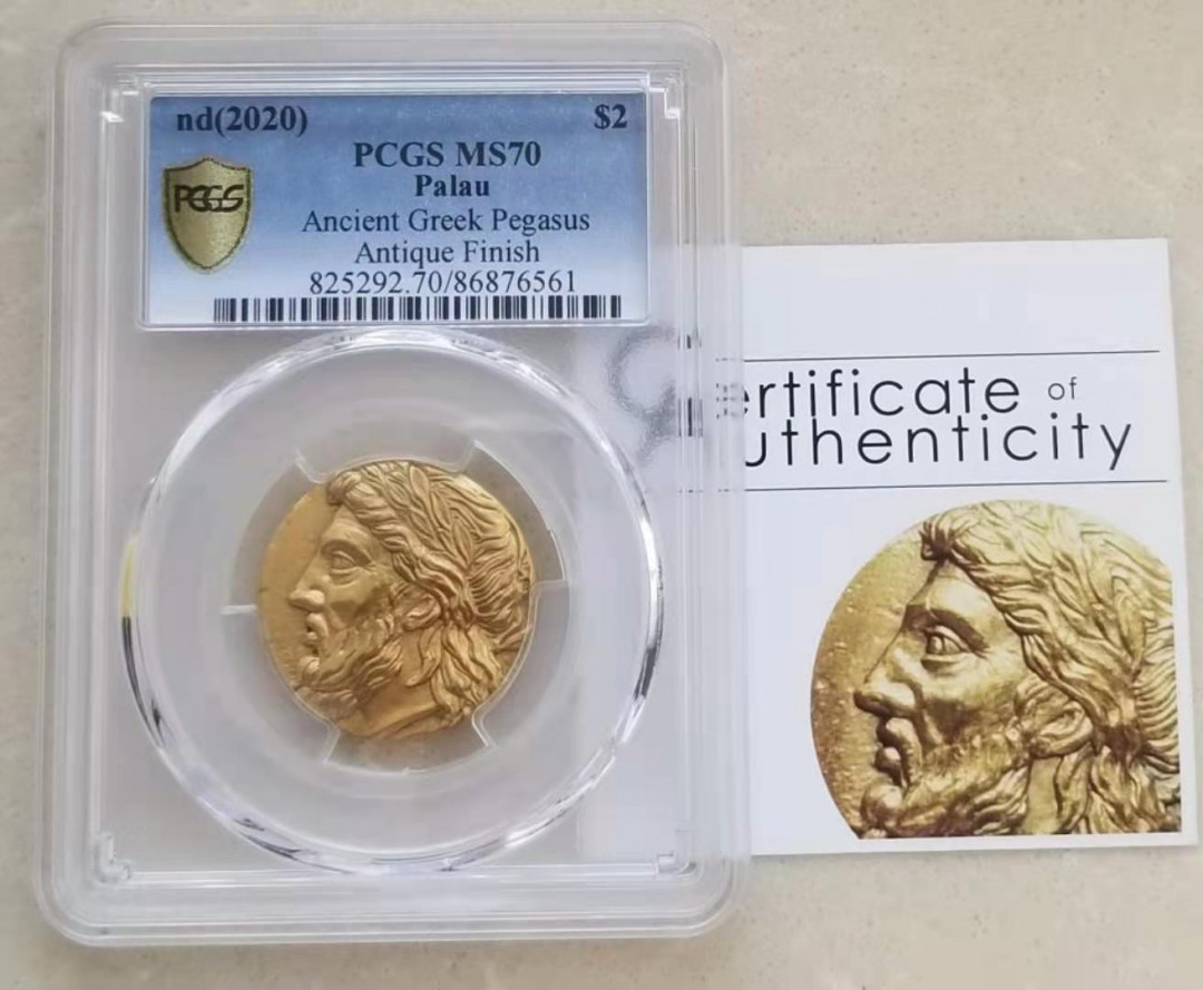 【币观天下】第138场钱币拍卖 PCGS世界珍稀币复刻系列古希腊宙斯飞马金币MS70评级币