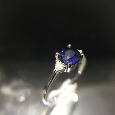 蓝宝石戒指 有烧 0.89ct 白金色 斯里兰卡 现货成品 皇家蓝 - 蓝宝石戒指 有烧 0.89ct 白金色 斯里兰卡 现货成品 皇家蓝