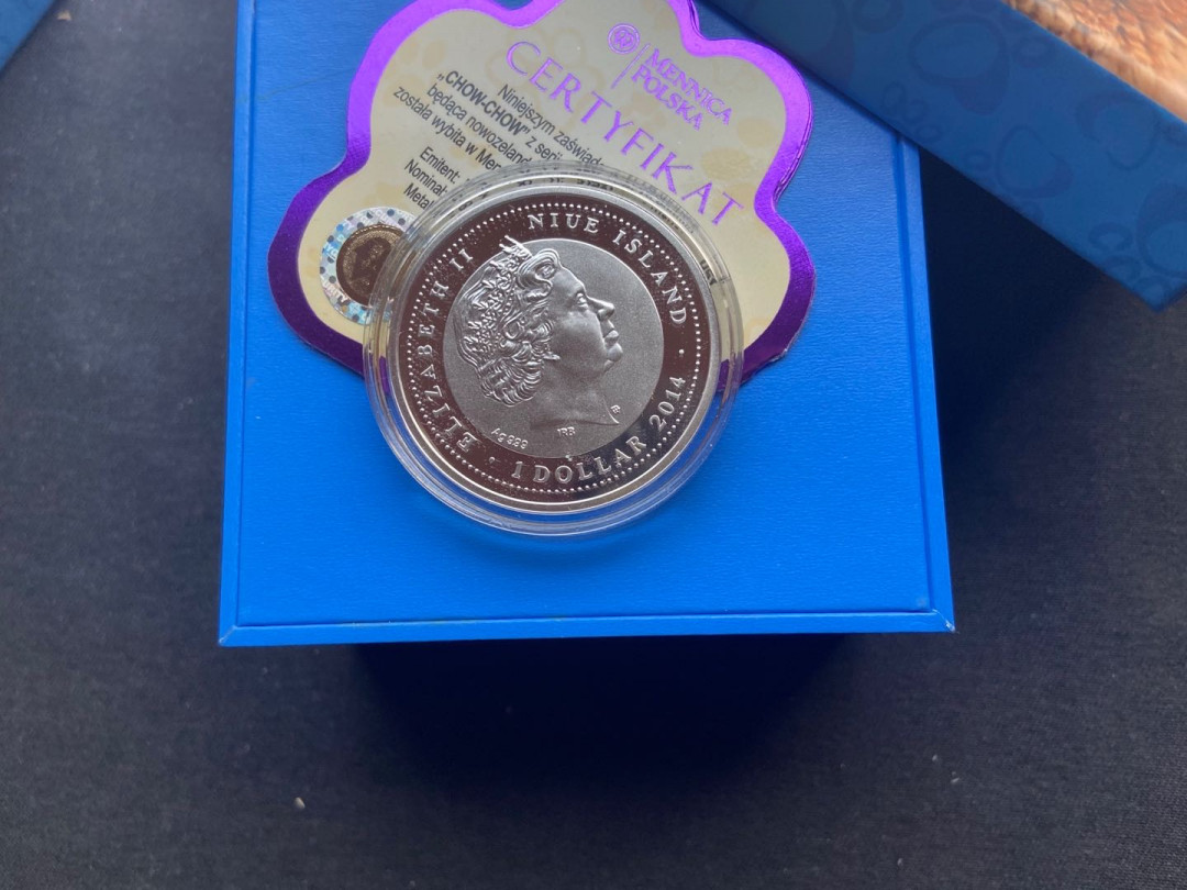 【币观天下】第138场钱币拍卖 【纽埃】纽埃狗狗彩色银币-松狮犬