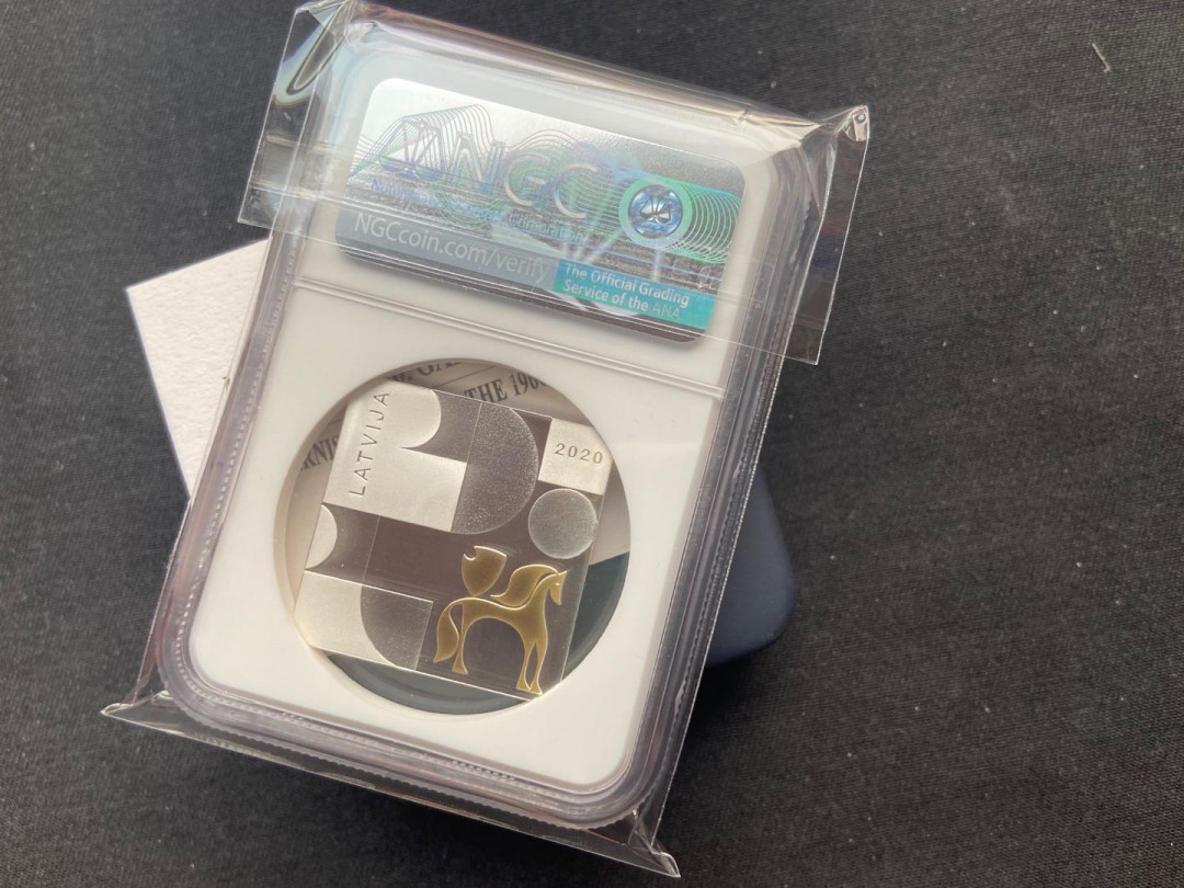 【币观天下】第138场钱币拍卖 【拉托维亚】现代艺术银币【蓝标70】