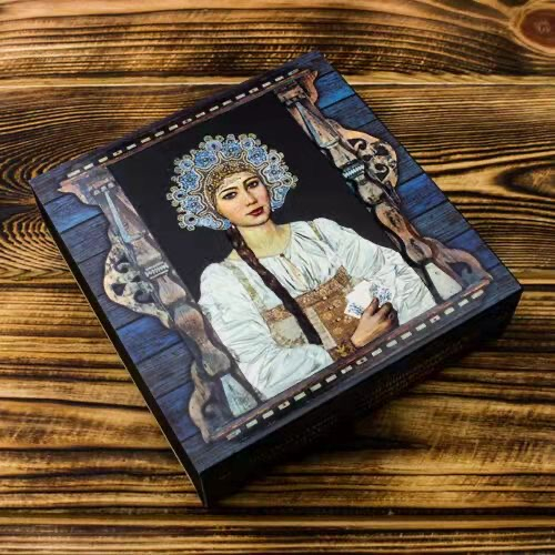 【币观天下】第138场钱币拍卖  纽埃2015年1元，28.28克，世界名画 《俄罗斯美少女》-伊利亚.格拉祖诺夫 名作，彩色异形精制纪念银币