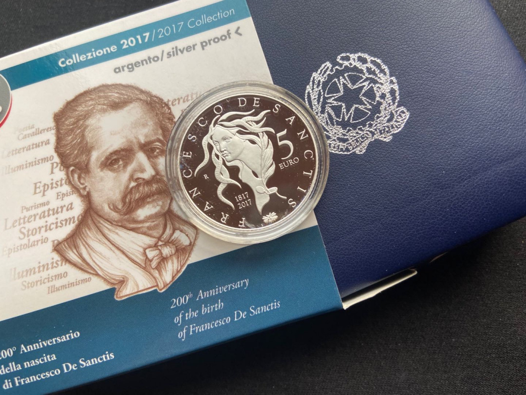 【币观天下】第138场钱币拍卖 【意大利】1. 意大利2017年哲学家文艺理论家德桑克蒂斯诞辰200周年银币