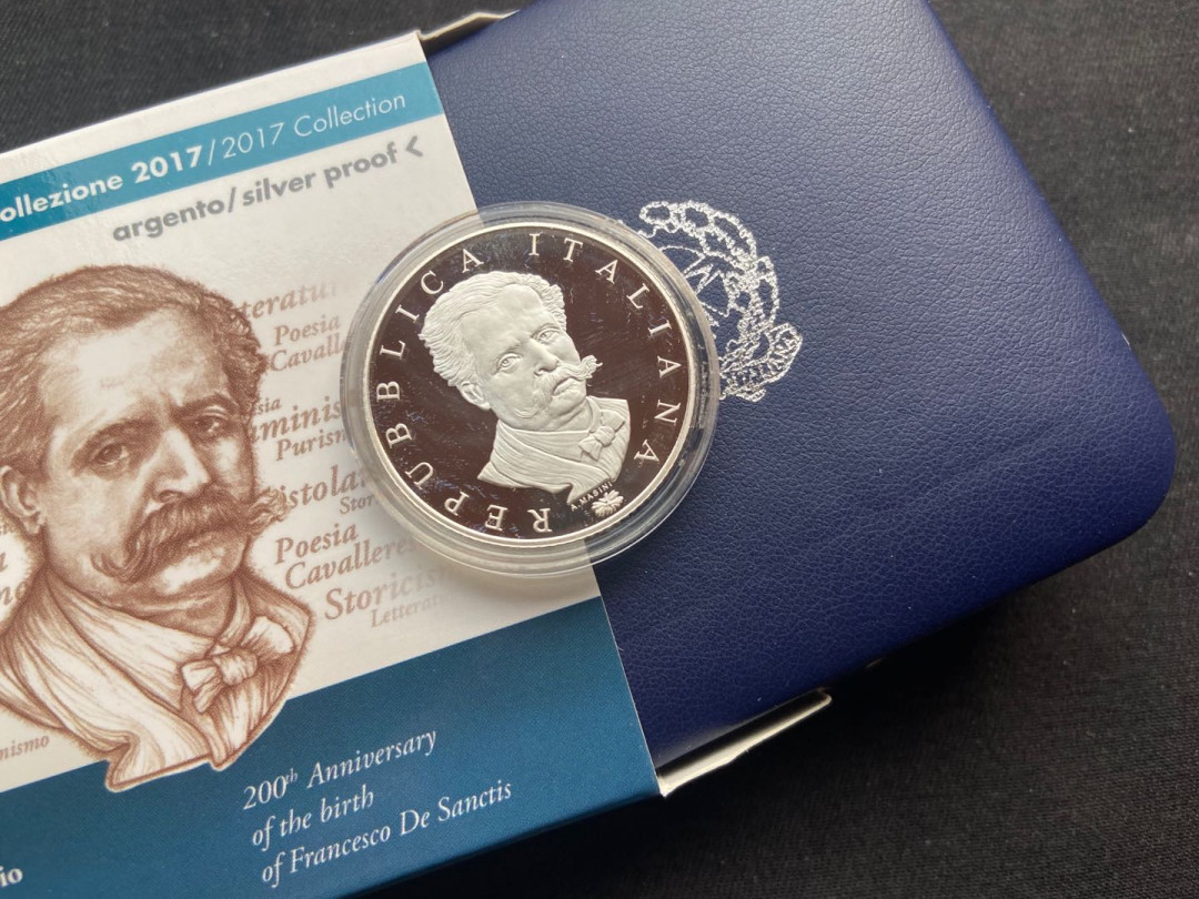 【币观天下】第138场钱币拍卖 【意大利】1. 意大利2017年哲学家文艺理论家德桑克蒂斯诞辰200周年银币