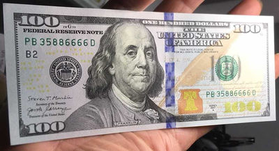 【囧羊收藏】精选微拍第16期~2021年第七期 精选港澳币和其它世界纸币 - 【已经场外一口价售出，请勿再出价】2017A版美国100元 狮子号35886666 全新绝品无47