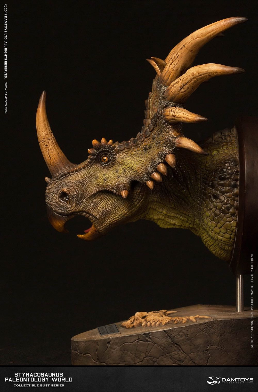 零元拍：DAMTOYS 博物馆系列 - 戟龙/Stracosaurus 头部雕像 收藏级雕像（MUS004 A