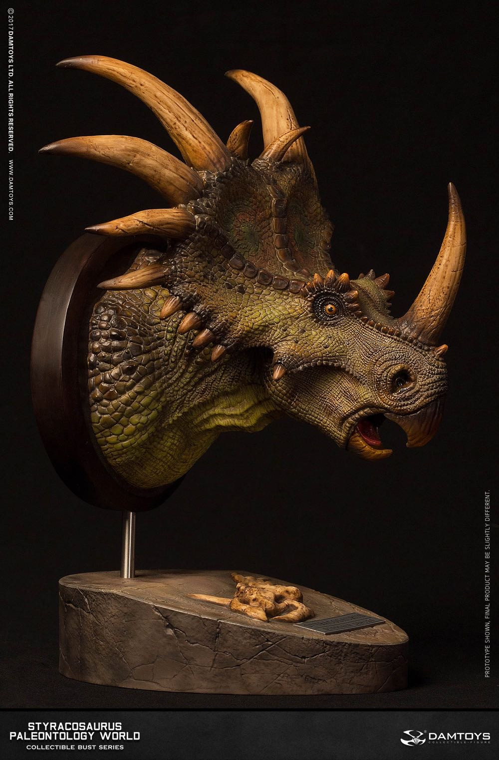 零元拍：DAMTOYS 博物馆系列 - 戟龙/Stracosaurus 头部雕像 收藏级雕像（MUS004 A