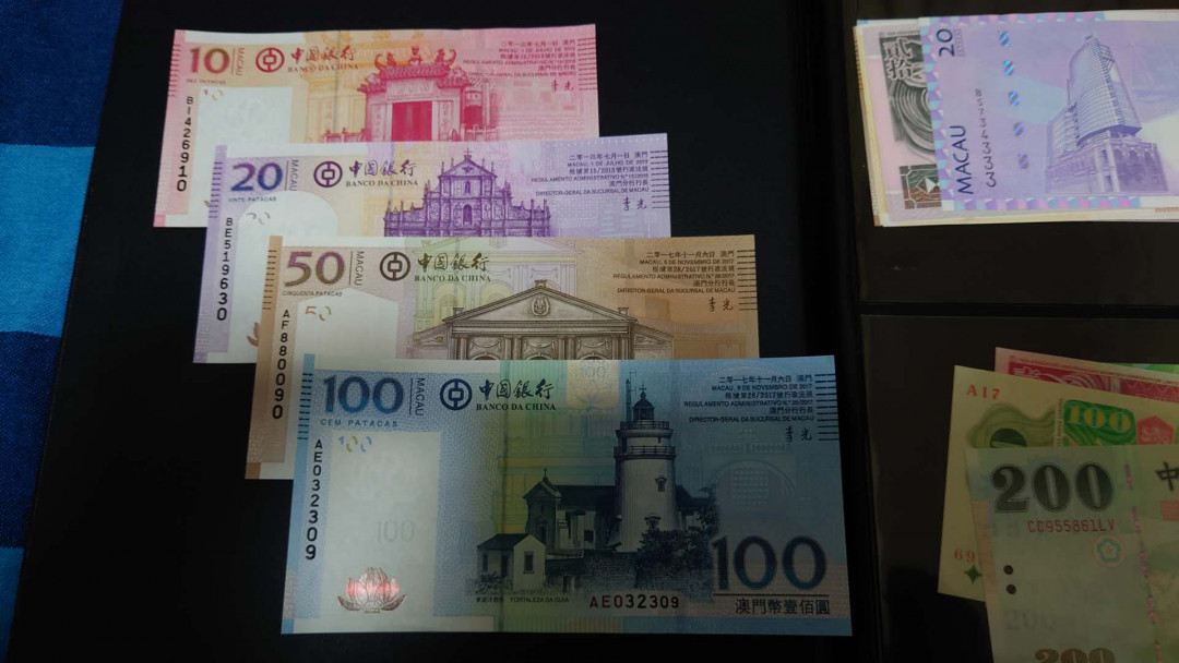 陆续更新【囧羊收藏】精选微拍第17期 ~2017年第八期 世界纸币精选（有澳门大金龙，天鹅船等） 澳门中国银行10+20+50+100元小全套 全部最新李光签名版 全新绝品