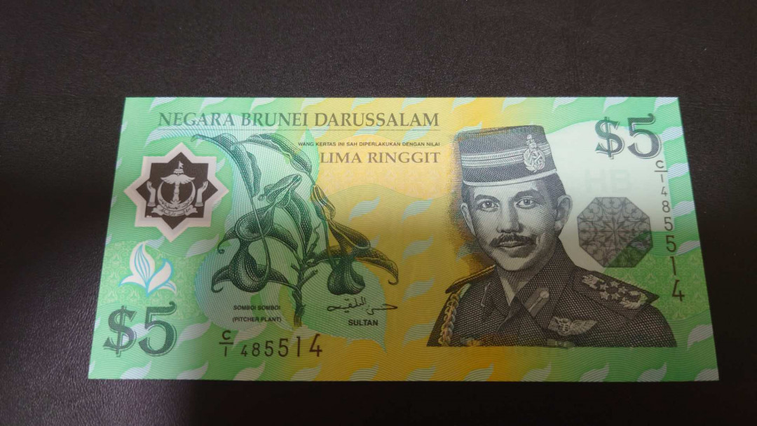 陆续更新【囧羊收藏】精选微拍第17期 ~2017年第八期 世界纸币精选（有澳门大金龙，天鹅船等） 1996初版文莱5林吉特塑料钞 C1冠 全新绝品