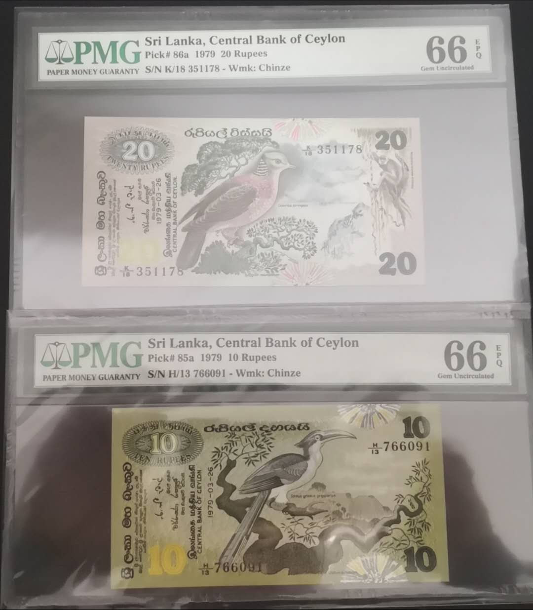 《张总收藏》17期——中外荟萃 1979年斯里兰卡锡兰PMG66大全套 花鸟非常漂亮