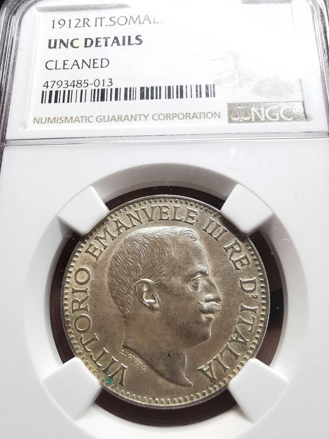 凡希社世界钱币第一百五十期 1912意属索马里卢比NGC-UNCD实物一流品相！