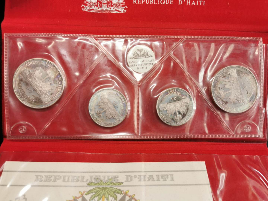 凡希社世界钱币第一百五十期 1973海地精铸四枚PS原装