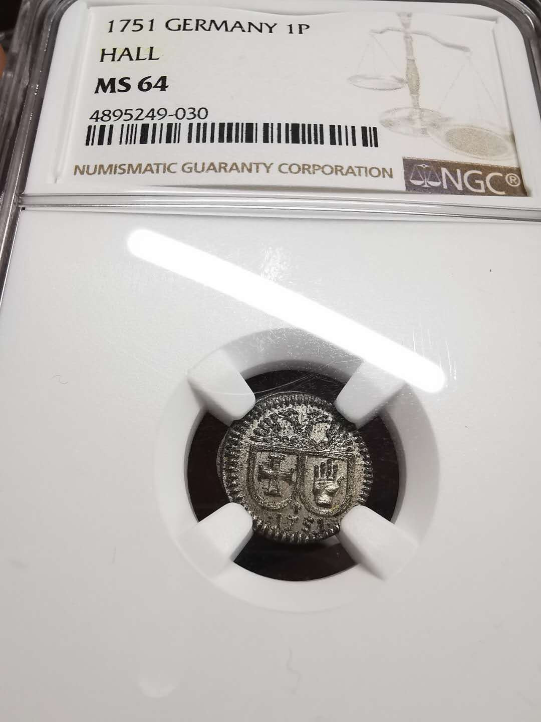 凡希社世界钱币第一百五十期 1751哈尔银芬尼单面NGC-MS64