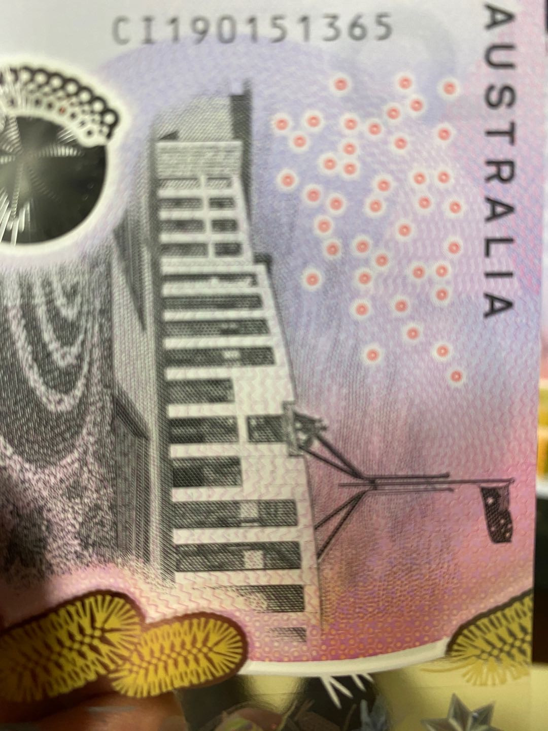 2019年澳大利亚5元新版塑料钞，新签名XX19冠，号码无47
