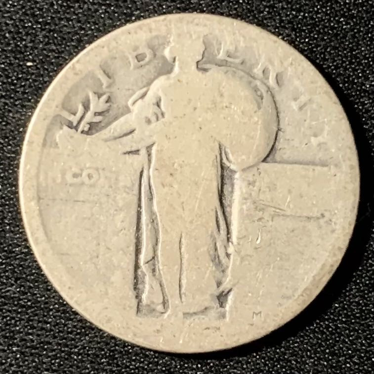 紫瑗钱币—微拍第133期  美国 191X年 小飞鹰 25美分 6.25克 0.9银