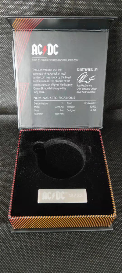 【随心拍&Getcoins】钱币拍卖第八十三期～ 澳大利亚2021年AC/DC磨砂版1盎司纪念银币