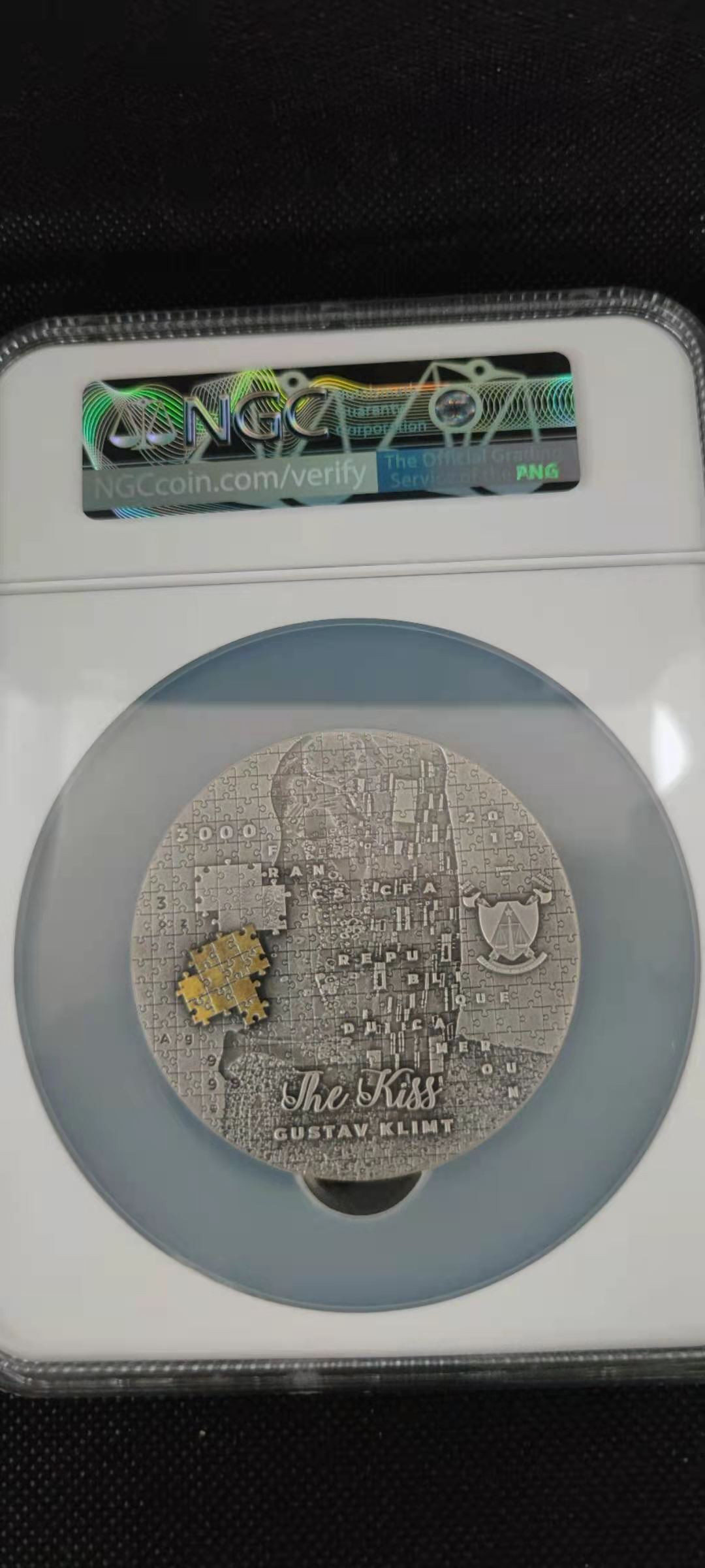 【随心拍&Getcoins】钱币拍卖第八十三期～ 喀麦隆2020年拼图克里姆特--吻3盎司高浮雕彩银币