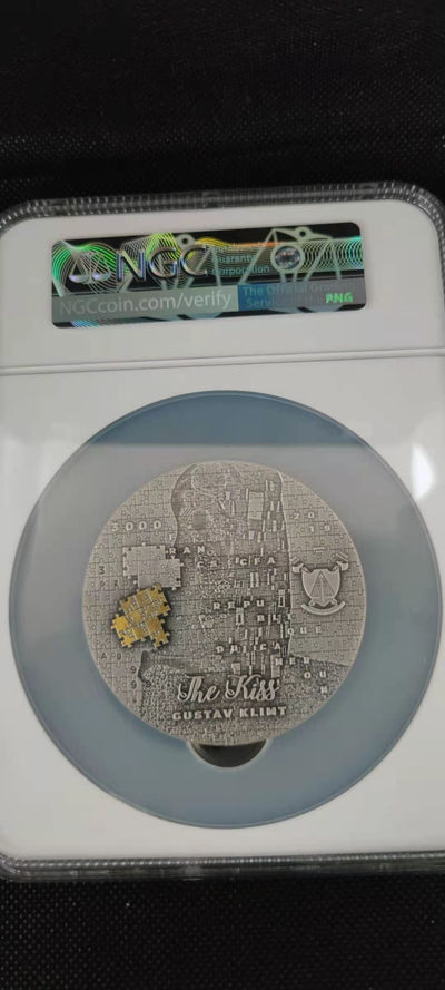 【随心拍&Getcoins】钱币拍卖第八十三期～ 喀麦隆2020年拼图克里姆特--吻3盎司高浮雕彩银币