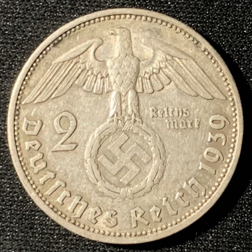 紫瑗钱币—微拍第133期  德国 1939年 A版 兴登堡 2马克 8克 0.625银 