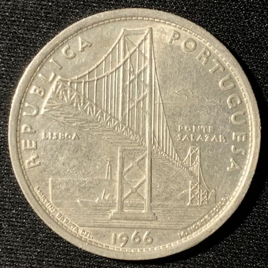 紫瑗钱币—微拍第133期  葡萄牙 1966年  里斯本大桥 20埃斯库多 10克 0.65银 UNC