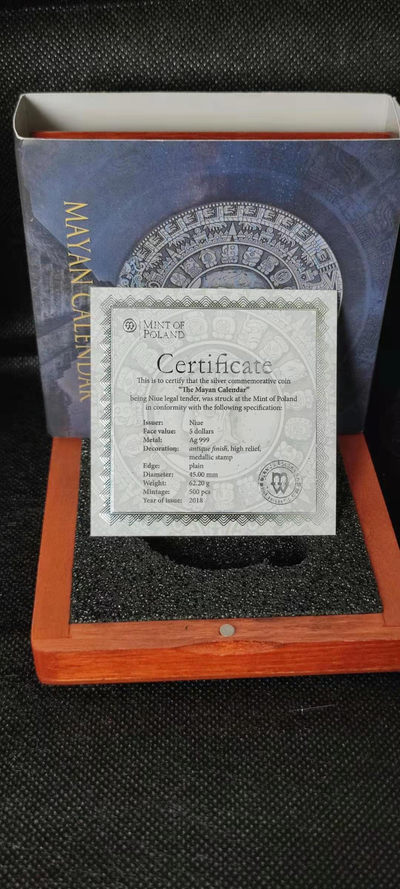 【随心拍&Getcoins】钱币拍卖第八十三期～ 纽埃2018年古代历法系列1玛雅日历 2盎司浮雕银币