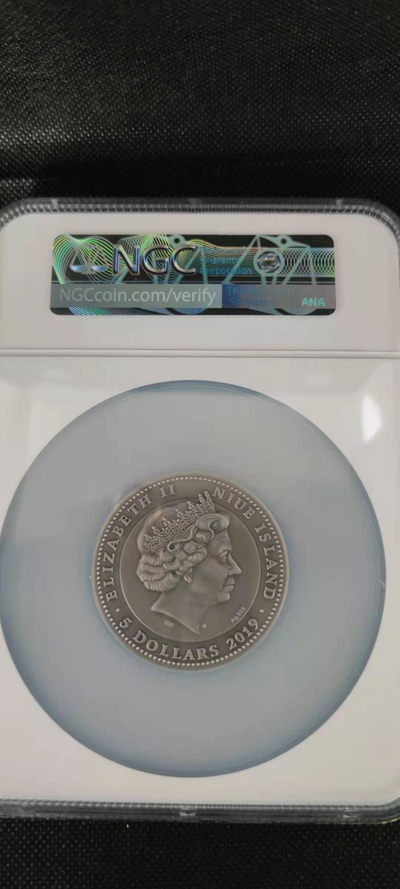 【随心拍&Getcoins】钱币拍卖第八十三期～ 纽埃2019年勇士系列1日本武士2盎司镶嵌琥珀银币