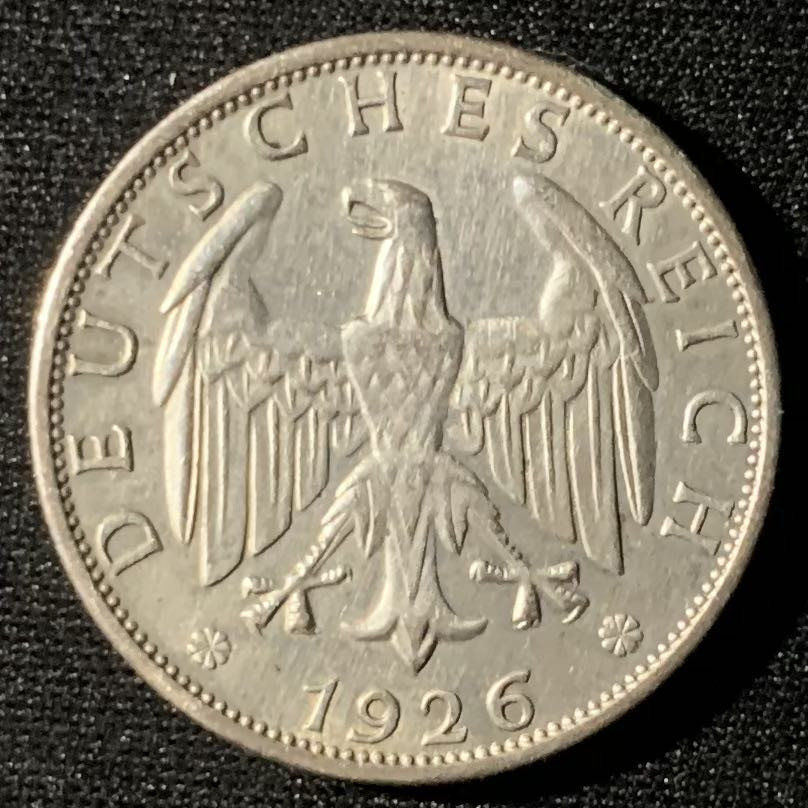 紫瑗钱币—微拍第133期  德国 1926年 魏玛时期 2马克 10克 0.5银