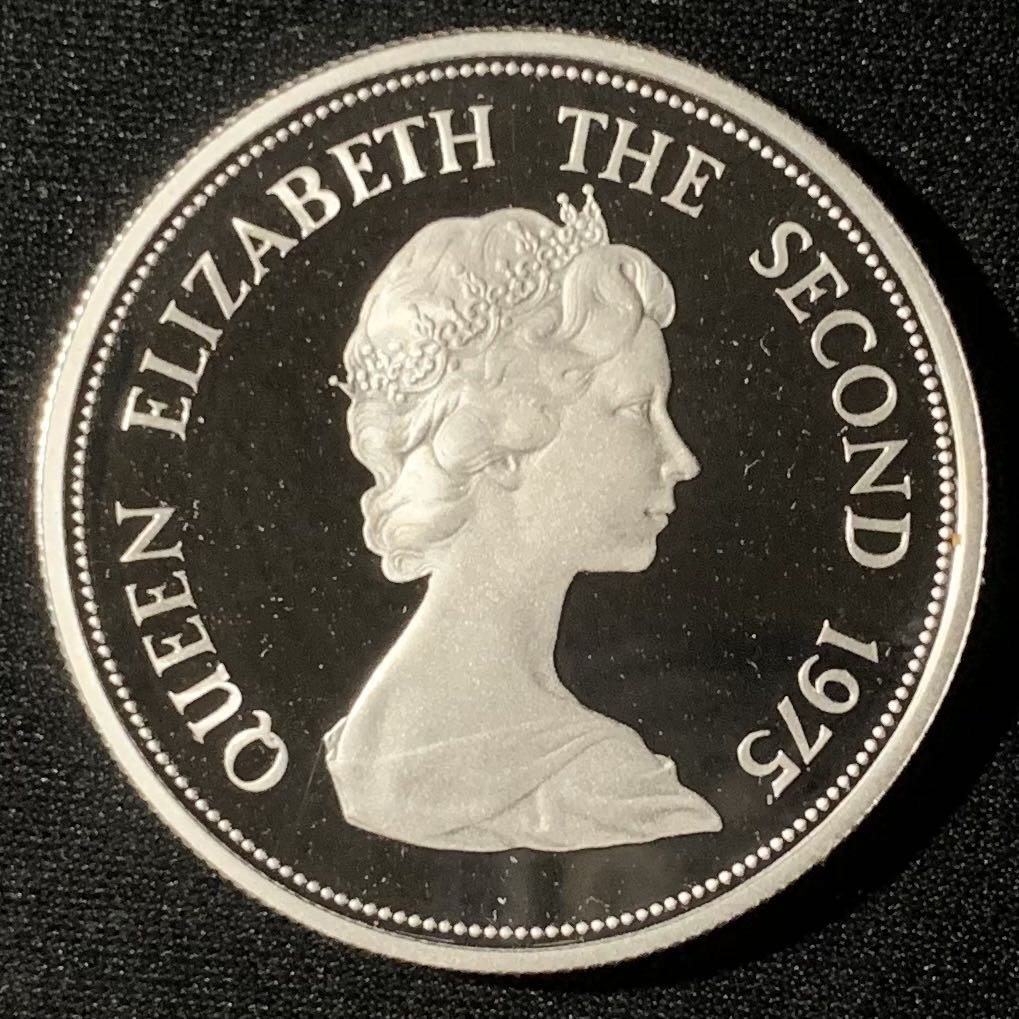 紫瑗钱币—微拍第136期  毛里求斯 1975年 珍稀野生动物 蝴蝶 25卢比 28.28克 0.925银 精制