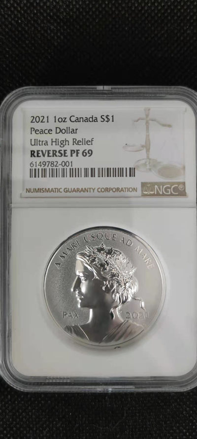 【随心拍&Getcoins】钱币拍卖第八十三期～ 加拿大2021年从海到海和平女神系列二高浮雕精制纪念银币