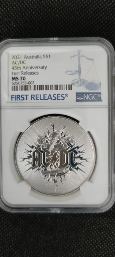 【随心拍&Getcoins】钱币拍卖第八十三期～ 澳大利亚2021年AC/DC磨砂版1盎司纪念银币