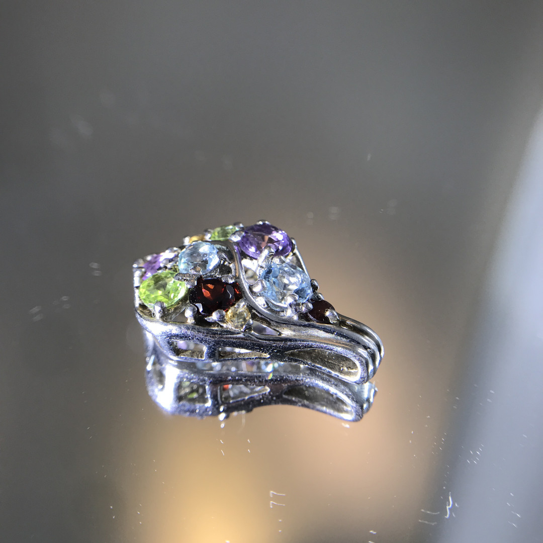 80年斯里兰卡宝石公司HH GEMS 【纯天然彩色宝石  多种珍贵宝石合集】 海外制作库存清仓925银 纯吊坠 托帕石碧玺石榴石紫水晶 纯天然