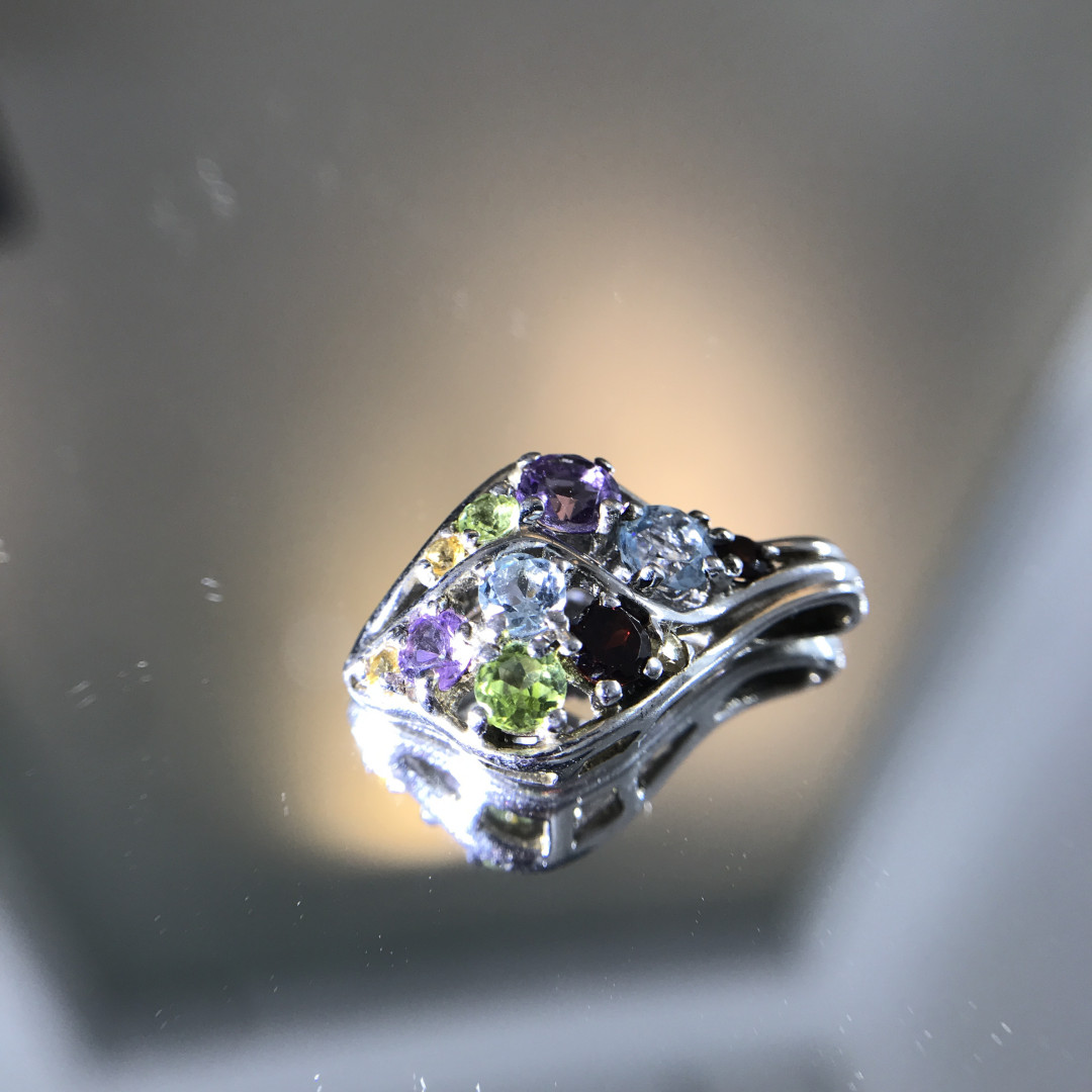 80年斯里兰卡宝石公司HH GEMS 【纯天然彩色宝石  多种珍贵宝石合集】 海外制作库存清仓925银 纯吊坠 托帕石碧玺石榴石紫水晶 纯天然